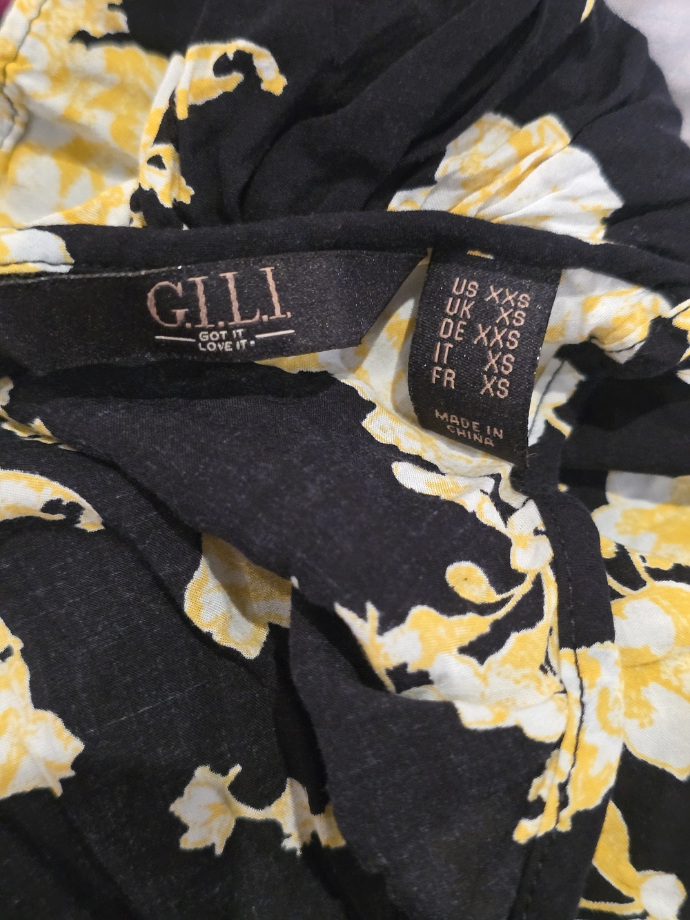 G.I.L.I. Black & Yellow Floral Cold-Shoulder High-Low Dress - Picture 7 of 8